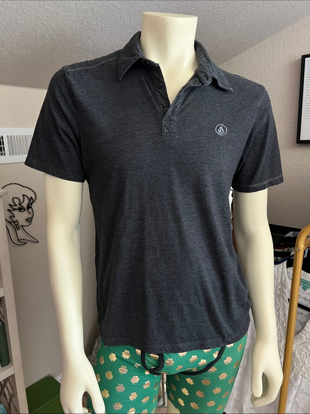 Volcom Wowzer Men's Charcoal Heather Short Sleeve Polo
